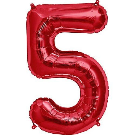 Balon folie cifra 5 roșu (100 cm)