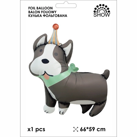 Balon folie câine cu coif de petrecere (59cm×66cm)