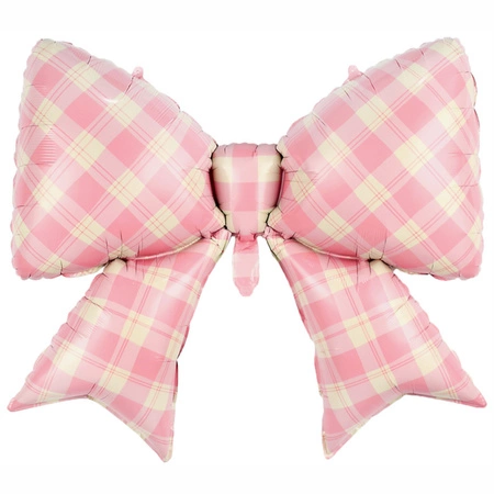 Balon folie fundă (roz, carouri) 98×74cm