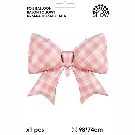 Balon folie fundă (roz, carouri) 98×74cm