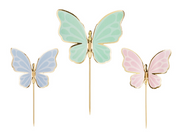 Toppers pentru tort cupcake Fluturi Pastel si Aur (9 buc) Petrecere unicorn si fluture PartyDeco