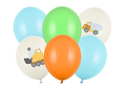 Set de baloane (6 buc) 30 cm, Masini de constructii, Culori pastel PartyDeco