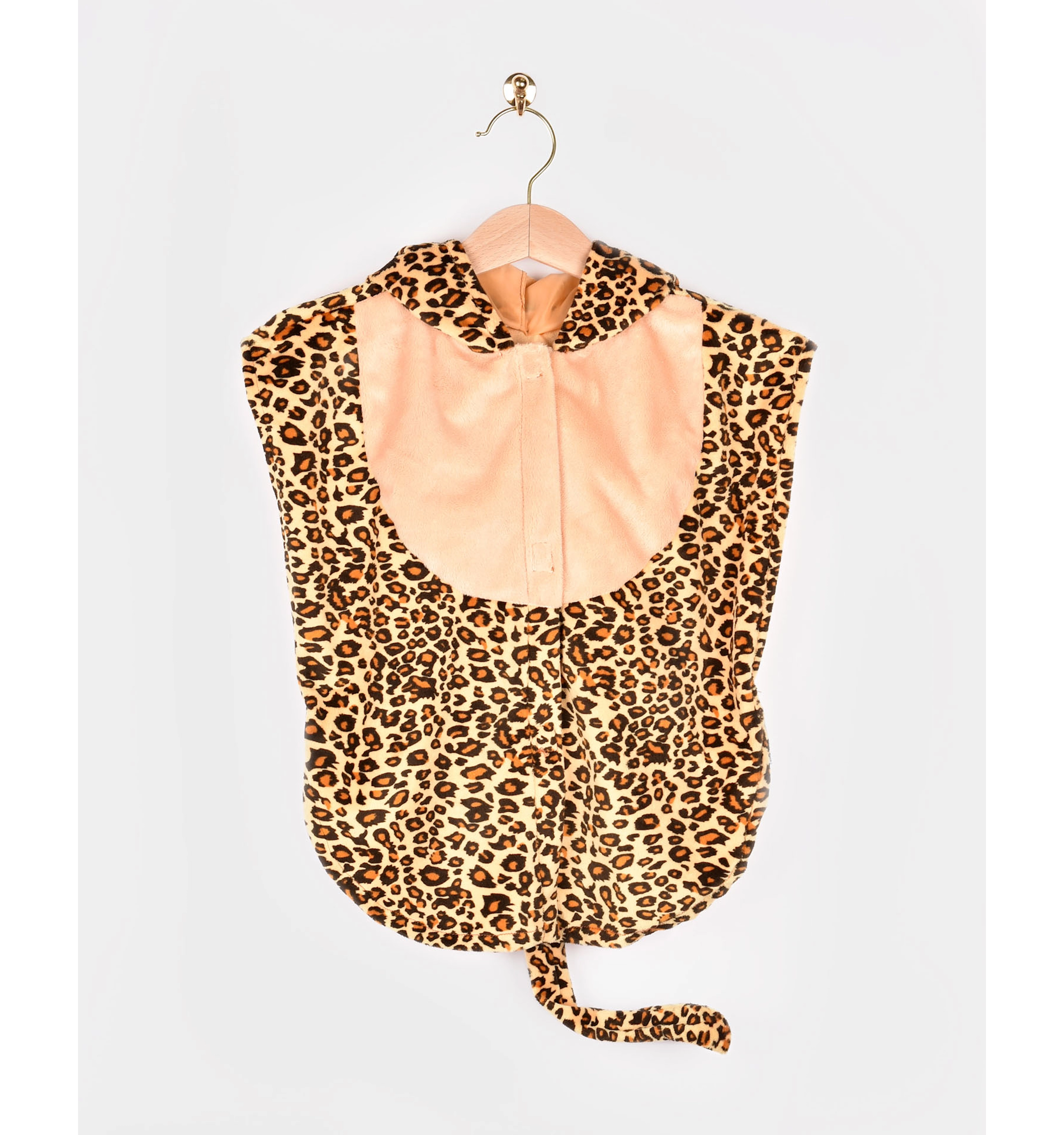 Costum de Halloween leopard pentru copii 1–4 ani, pelerină animal print cu glugă, urechi și coadă