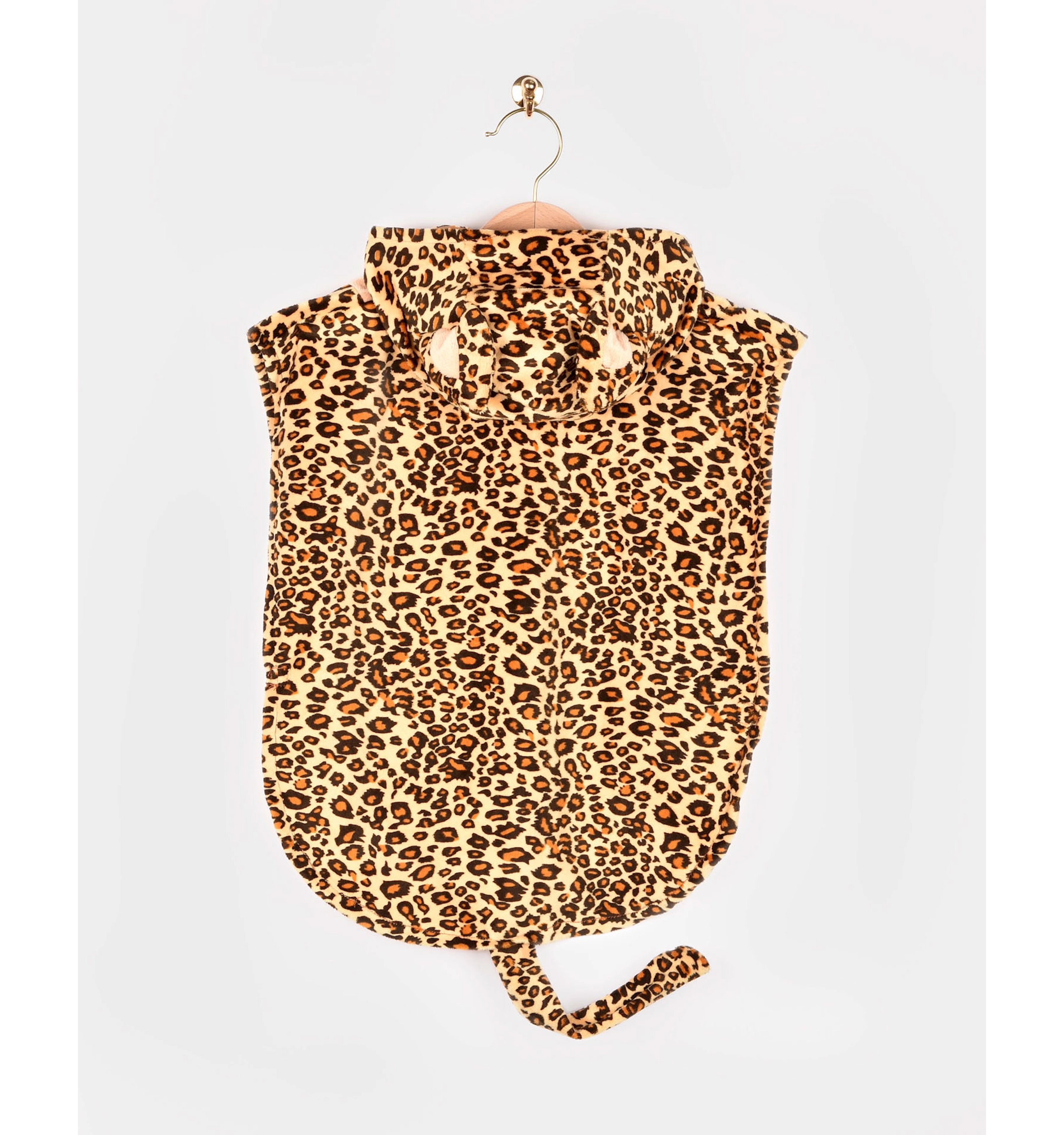 Costum de Halloween leopard pentru copii 1–4 ani, pelerină animal print cu glugă, urechi și coadă