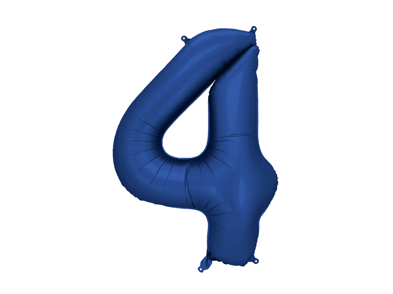 Balon din Folie, Cifra 4, 86cm Albastru Marin