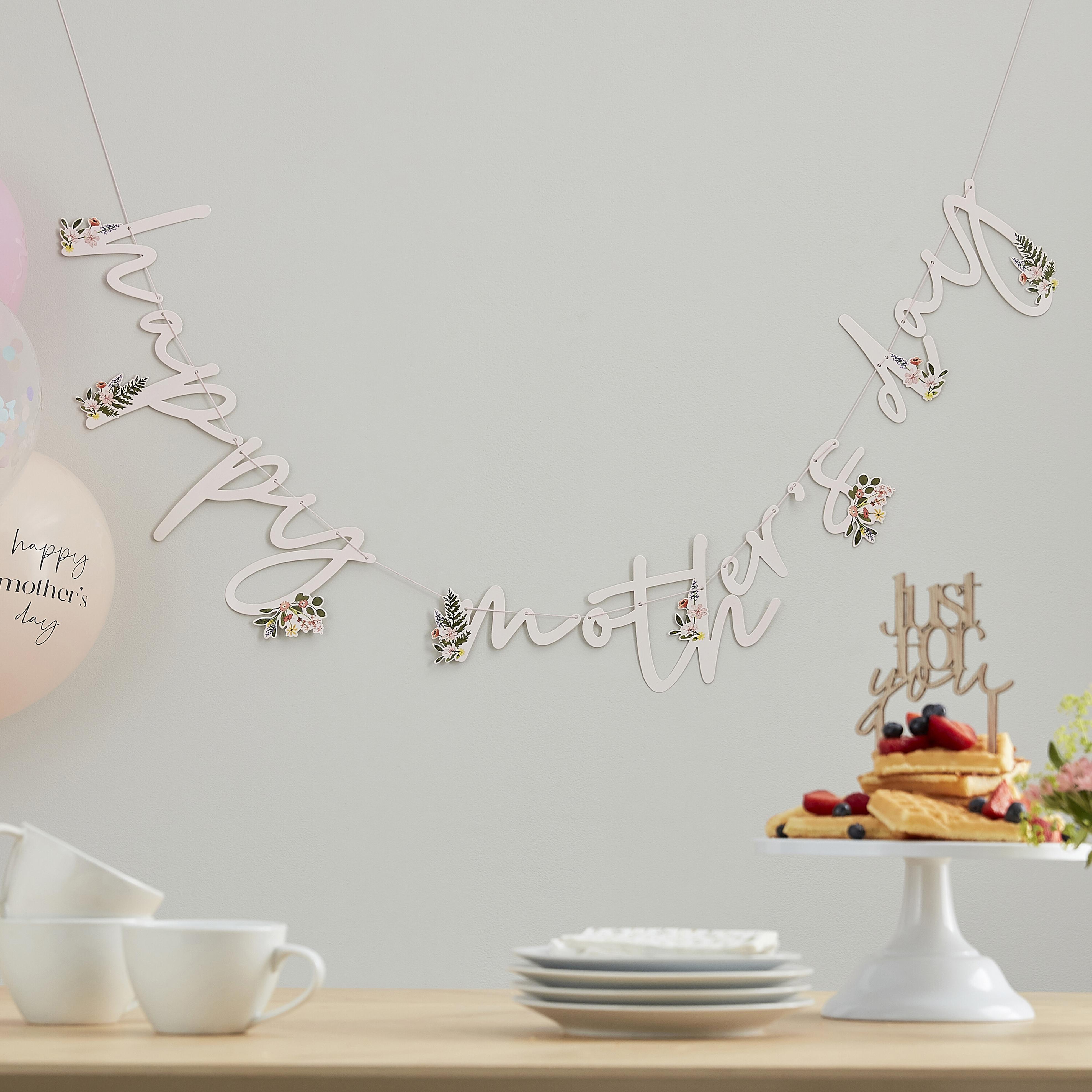 Banner floral pentru ziua mamei "Happy mother's day" 2m