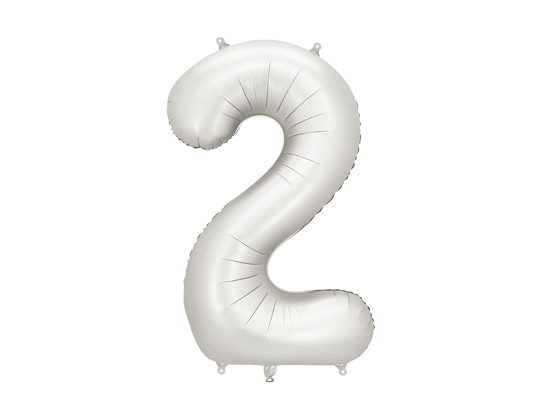 Balon din Folie, Cifra 2, 86cm Argintiu