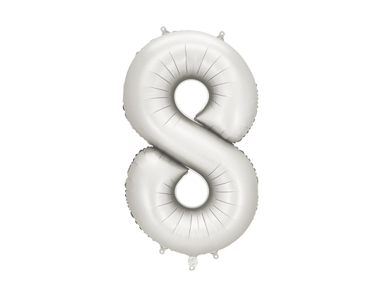 Balon din Folie, Cifra 8, 86cm Argintiu