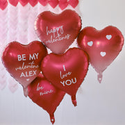 Set 5 Baloane Personalizabile (45 cm) Forma de Inima pentru Valentine's day, Rosu si Ombré