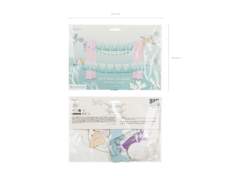 Banner Happy Birthday Sirena, 130x100cm, Roz si Albastru