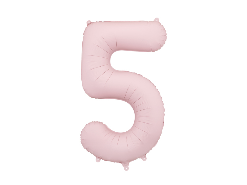 Balon din folie Cifra 5, 86 cm, roz pal mat