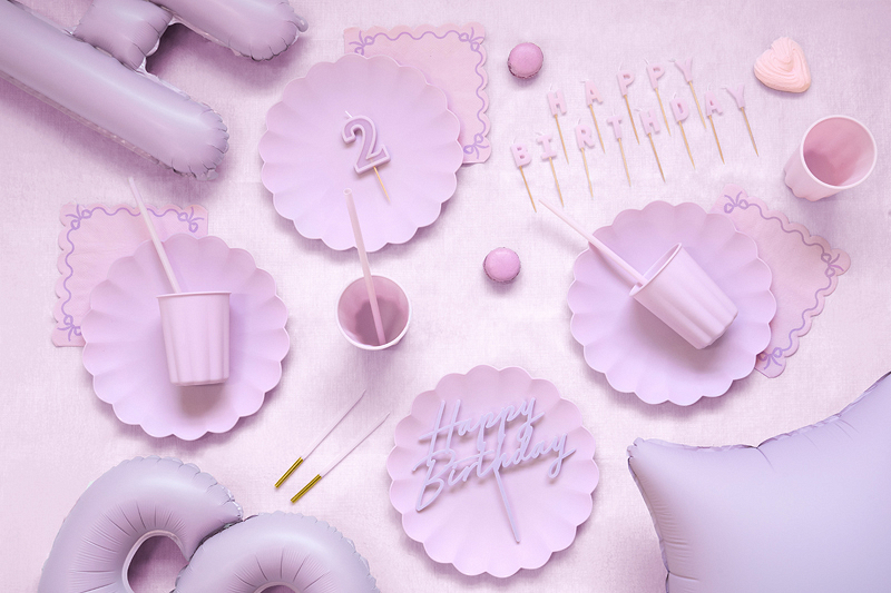 Lumanari pentru Tort Litere "Happy Birthday", 2.5 cm, Mov