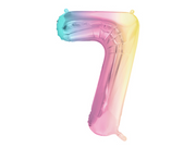 Balon folie cifră 7 (86 cm) curcubeu pastel