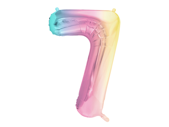 Balon folie cifră 7 (86 cm) curcubeu pastel