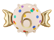 Balon folie Candy cifra 6, 61x37 cm, Auriu/Crem