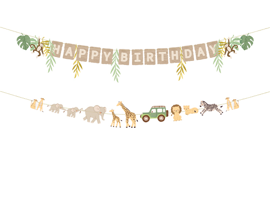 Banner „Happy Birthday” Safari, 180 cm, multicolor