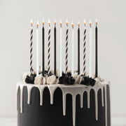 Set de 12 Lumanari Inalte Subtiri Alb si Negru (15cm)
