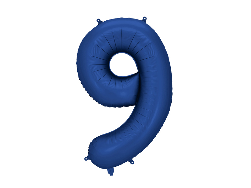 Balon din Folie, Cifra 9, 86cm Albastru Marin