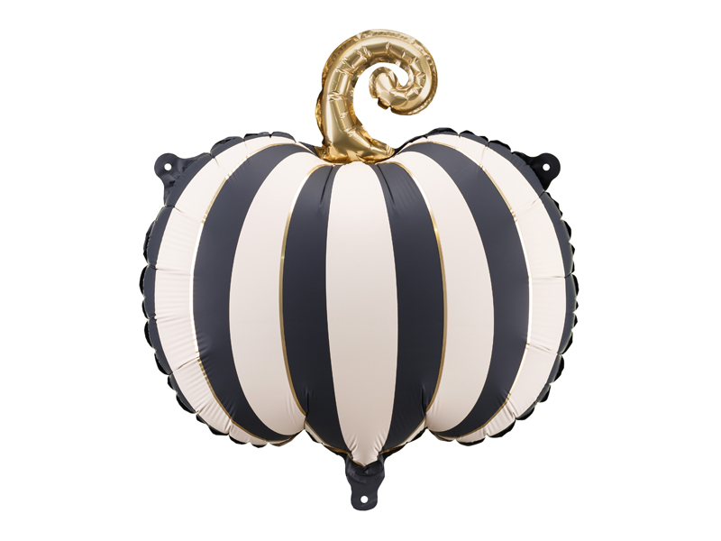 Balon folie Dovleac cu dungi, 39x38 cm, crem si negru