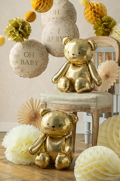 Balon Folie "Oh Baby", 35cm off white/gold