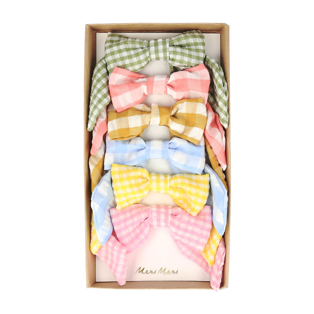 Fundițe pentru păr cu model gingham (6 buc)