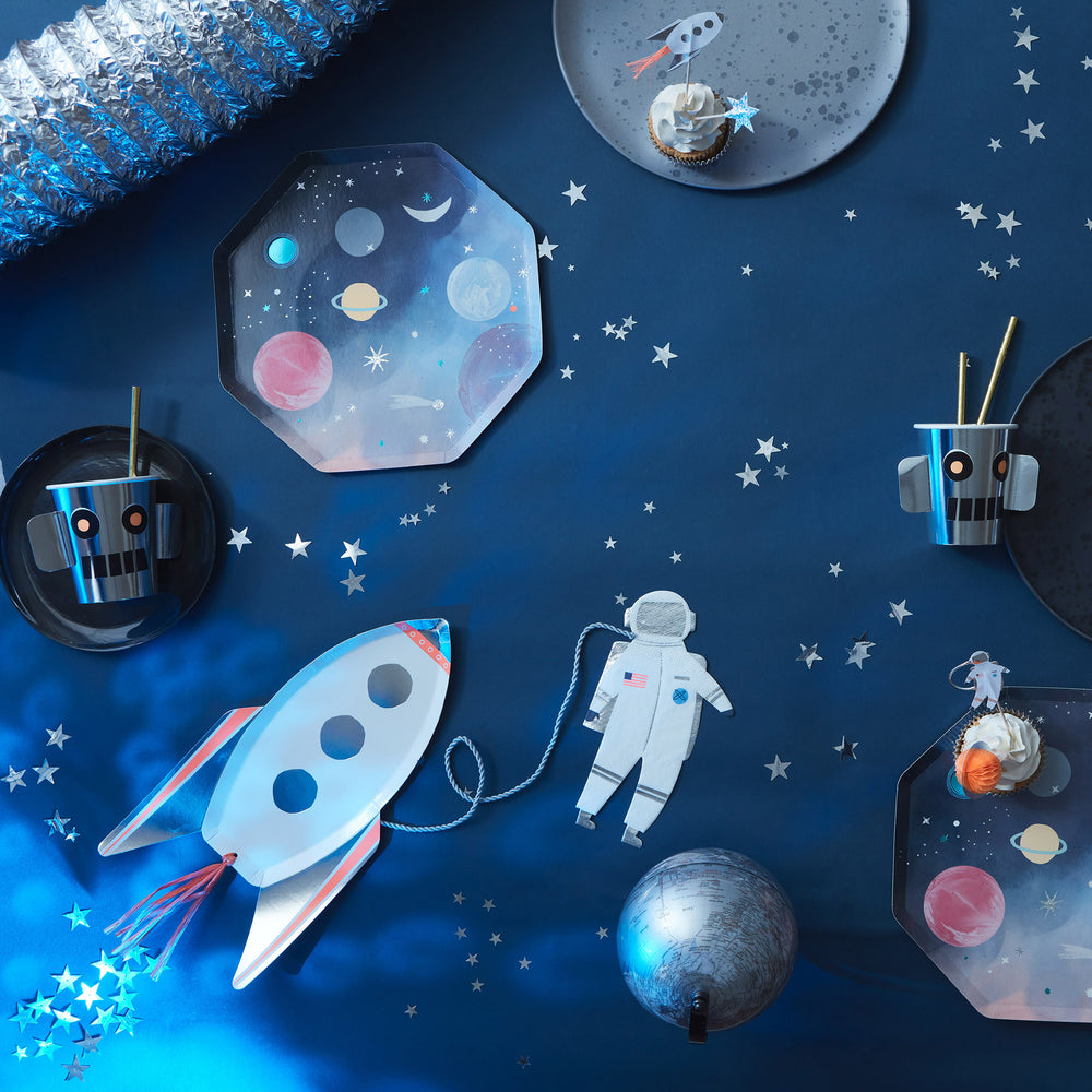 Farfurii Rachetă Tematică Spațială Galactică (8 buc) Meri Meri