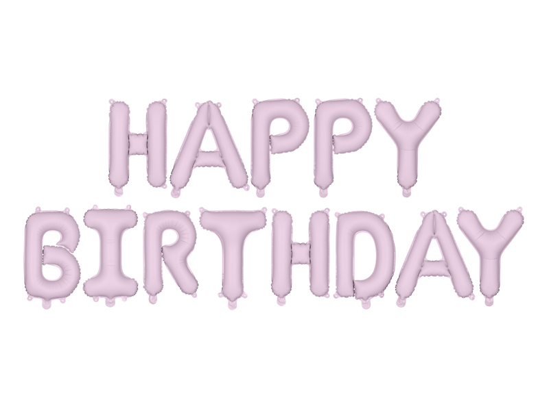 Banner "Happy Birthday" Baloane din Folie, Mov deschis violet, 340x35cm