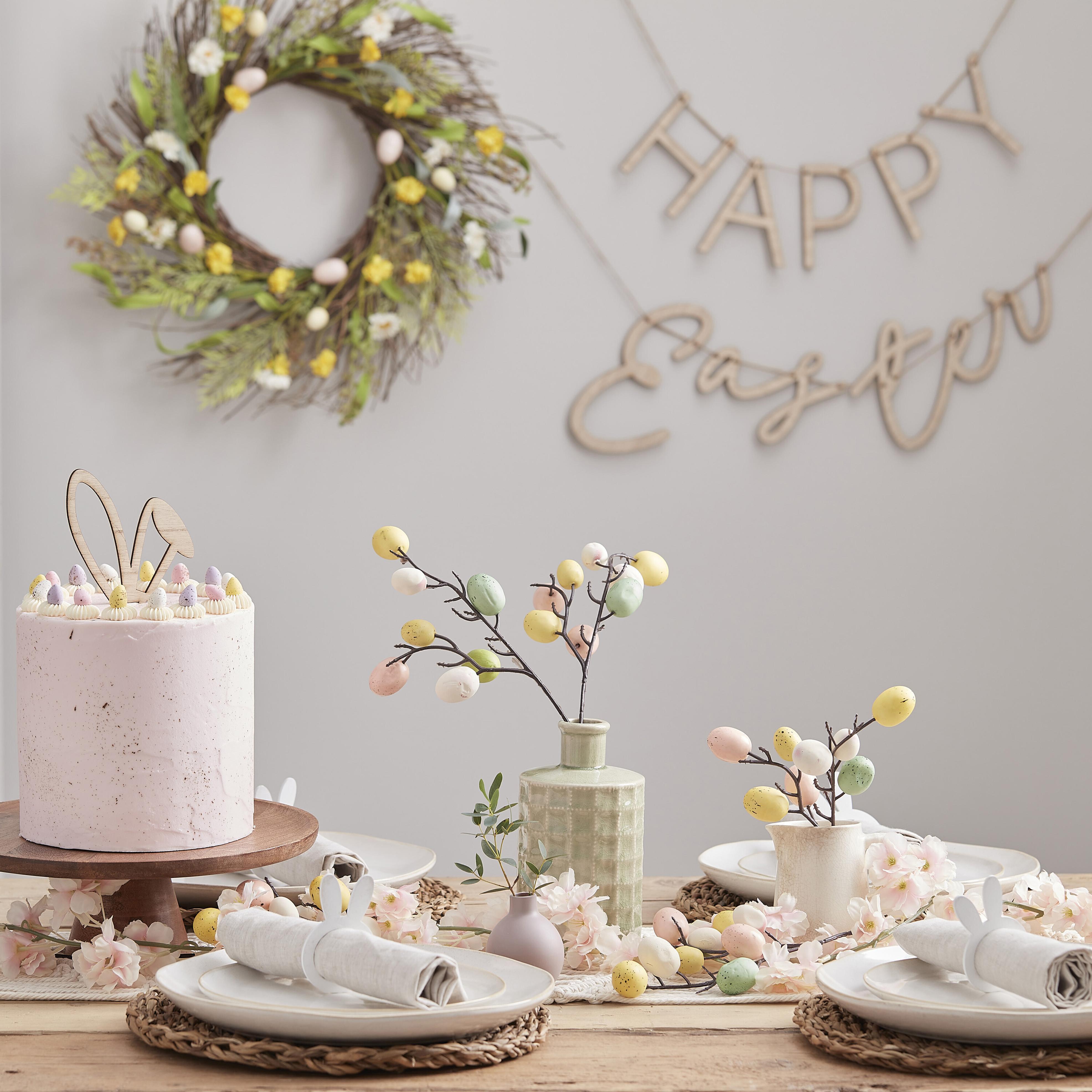 Topper pentru Tort de Paste cu Urechi de Iepuras din Lemn 18cm
