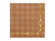Set de 12 Servetele cu tematica cai, maro si auriu, 16x16 cm