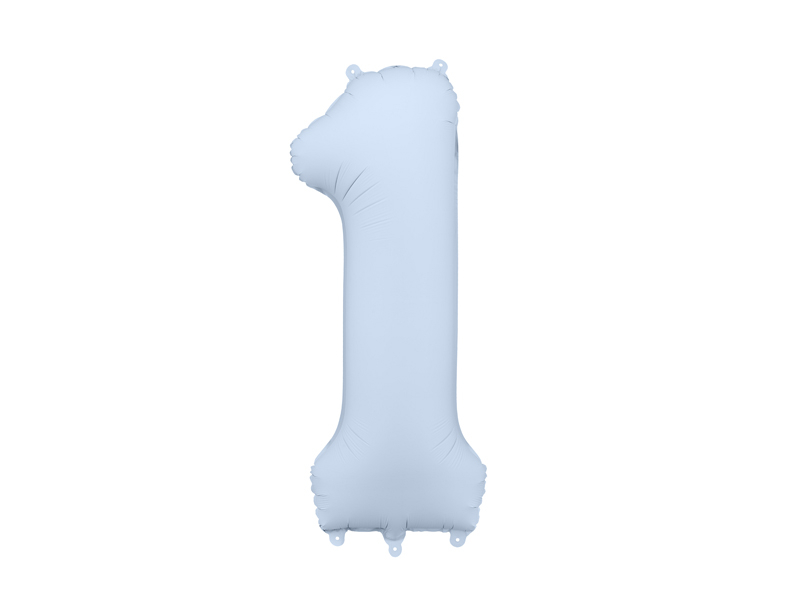 Balon din Folie, Cifra 1, 86cm Albastru Deschis Mat
