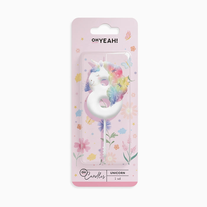 Lumânare cifră 3 „Magical Unicorns” 6 cm