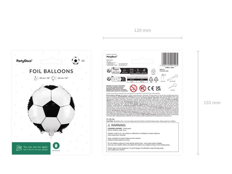 Balon folie minge de fotbal, 35 x 35 cm