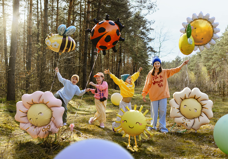 Balon din Folie, PartyDeco, Model Floare, 80x80 cm, Roz Piersica