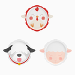 Set 6 farfurii rotunde carton cu tematica ferma (oaie, caine, gaina)