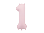 Balon din folie Cifra 1, 86 cm, roz pal mat