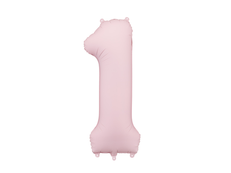 Balon din folie Cifra 1, 86 cm, roz pal mat