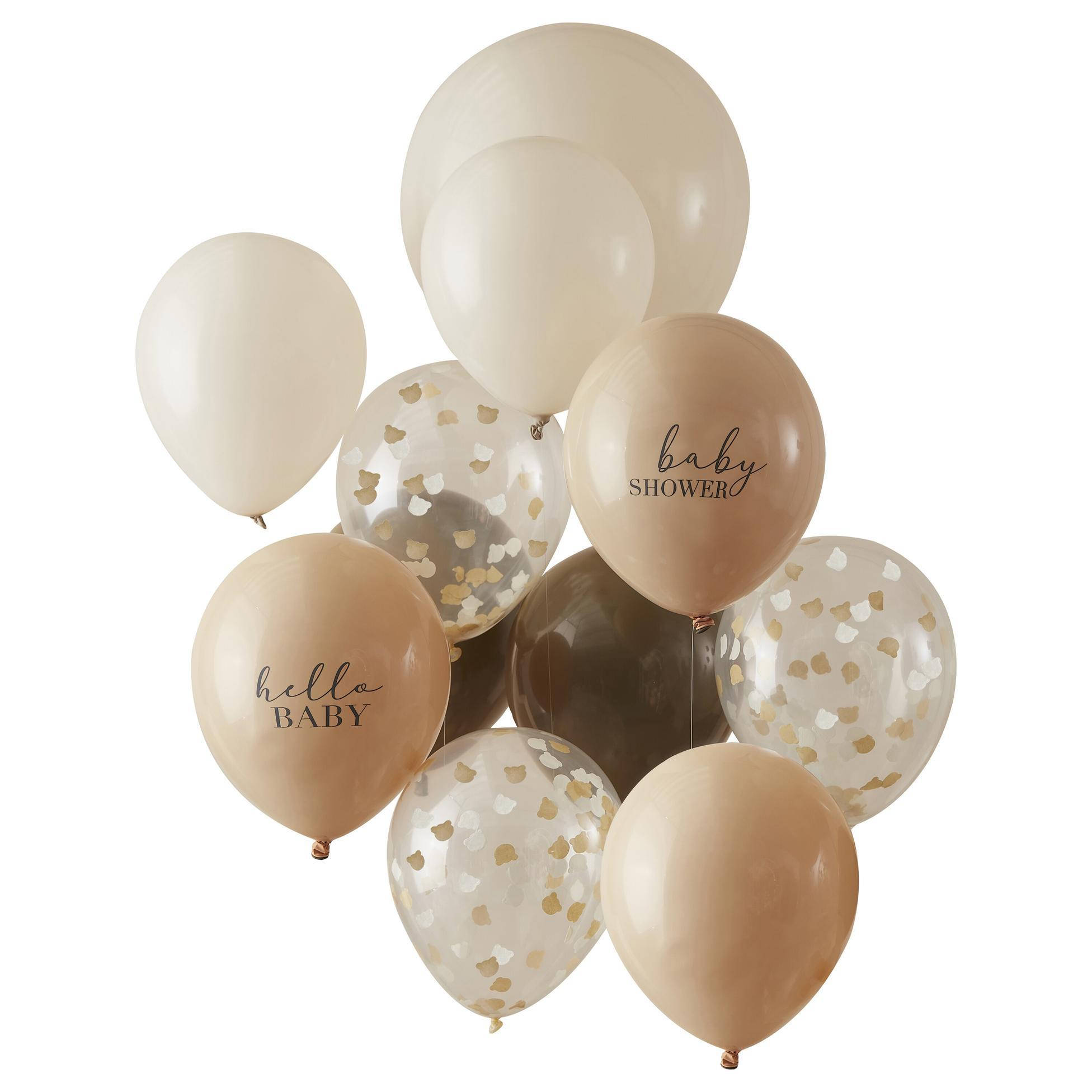 Set 11 Baloane pentru Baby Shower - Tonuri Neutre Bej si maro