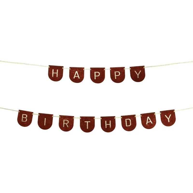 Banner din fetru Happy Birthday, maro, 3m