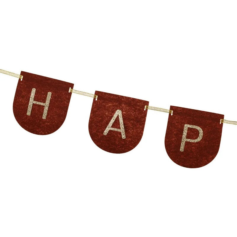 Banner din fetru Happy Birthday, maro, 3m
