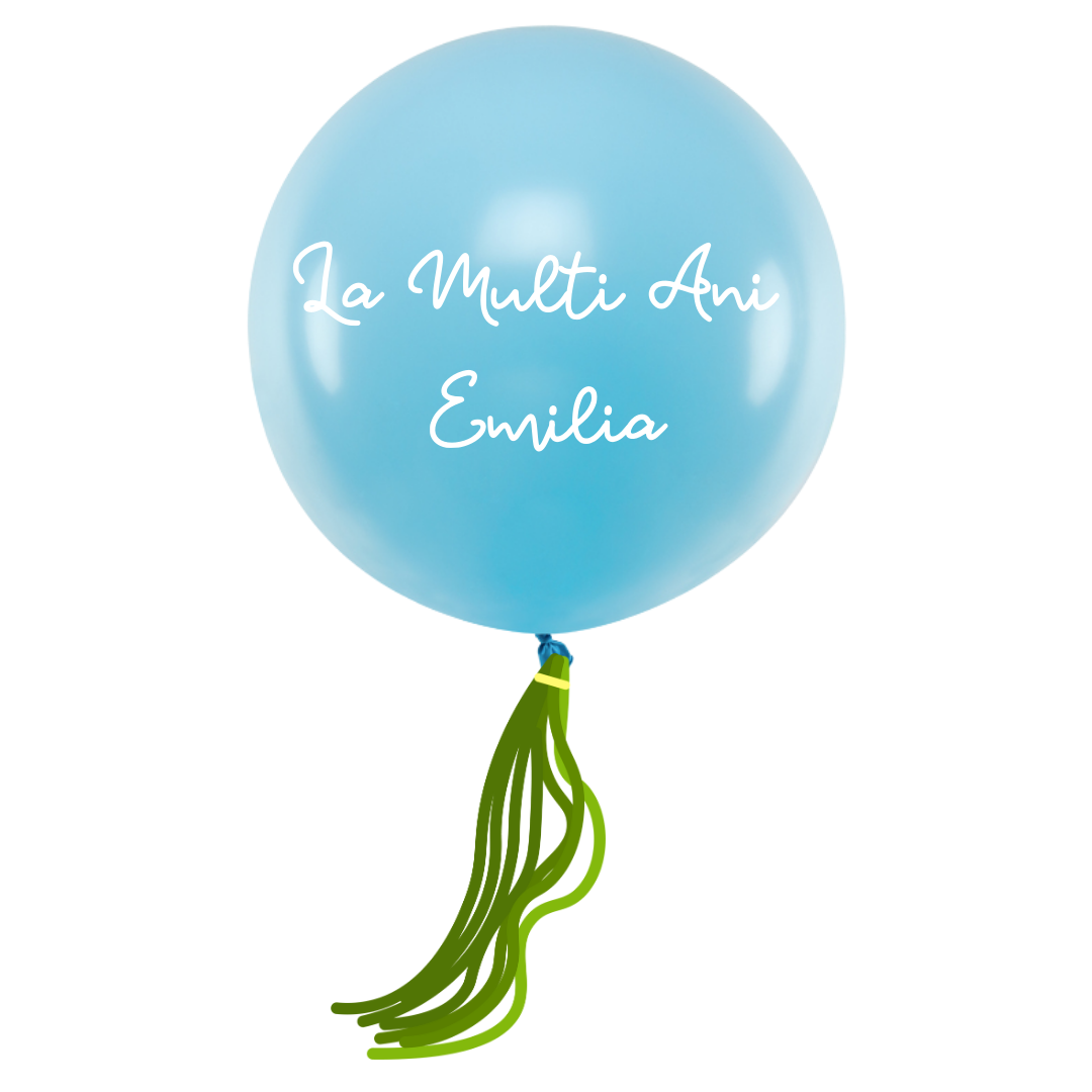 Balon XL personalizat umflat cu heliu (60cm) Albastru deschis