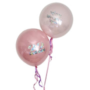 Set 2 Baloane cu heliu Glass Effect BOBO Roz Personalizate – 43cm | Efect Iridescent & Heliu