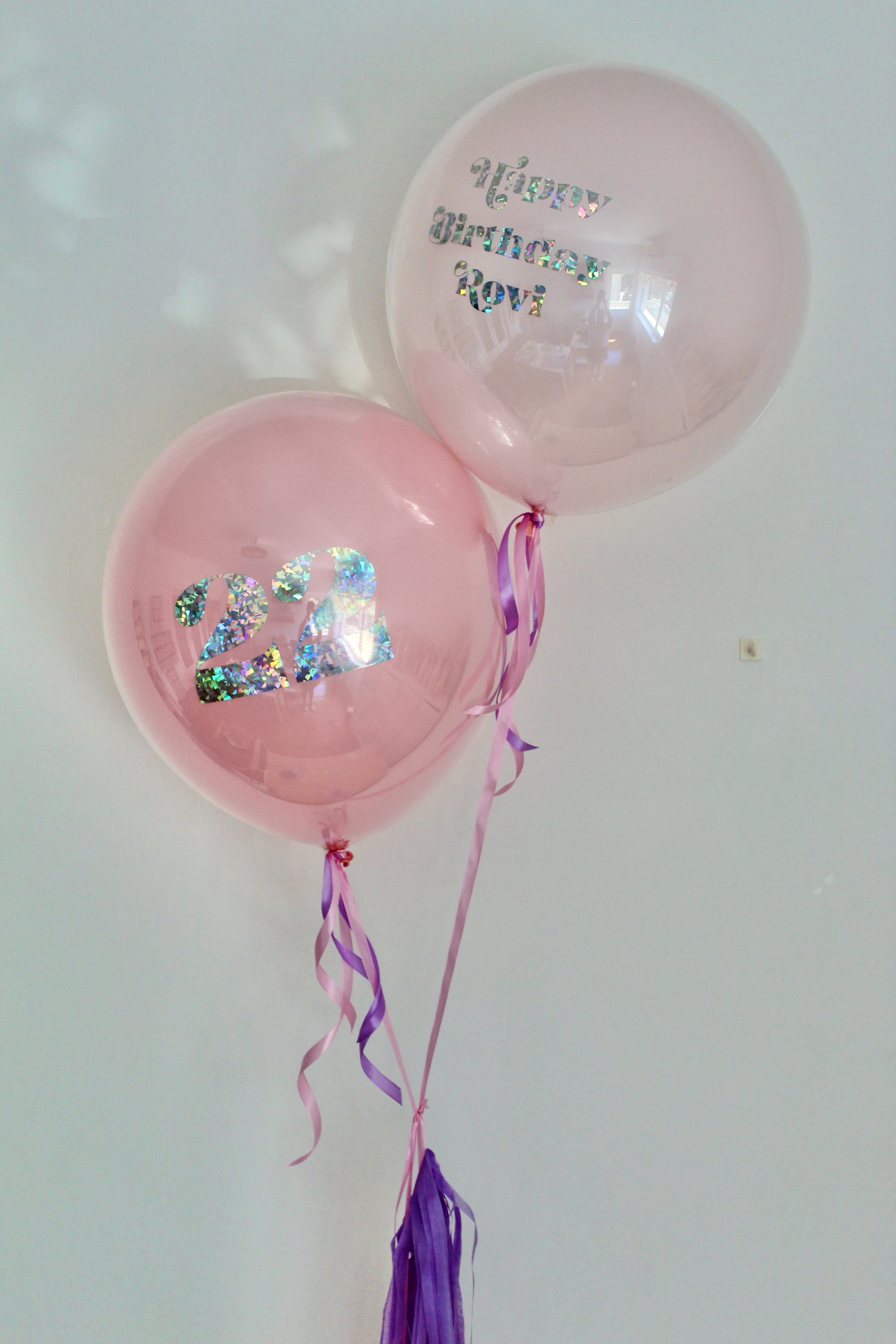 Set 2 Baloane cu heliu Glass Effect BOBO Roz Personalizate – 43cm | Efect Iridescent & Heliu