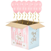 Gender Reveal Surprise Box - Fetiță, 30 baloane roz (12cm)