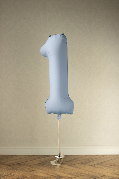 Balon din Folie, Cifra 1, 86cm Albastru Deschis Mat