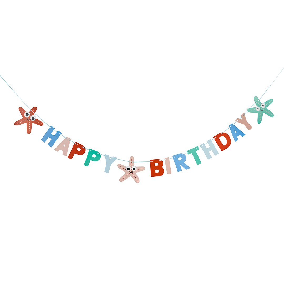 Banner “Happy Birthday” cu Stele de Mare, Pastel, 2m