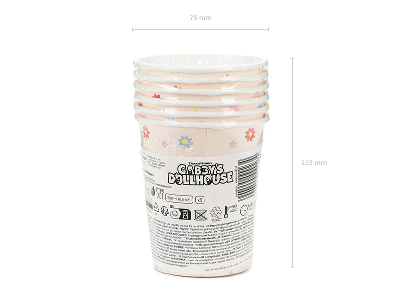 Pahare Gabby's Dollhouse (6 buc) Multicolor, 250ml