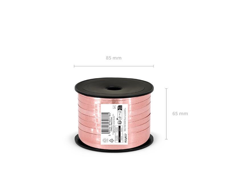 Panglică Metalizată Rose Gold pentru Baloane – 5 mm × 25 m