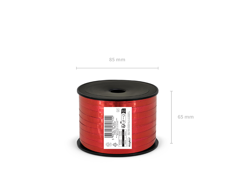 Panglică Metalizată Roșie pentru Baloane – 5 mm ×25 m