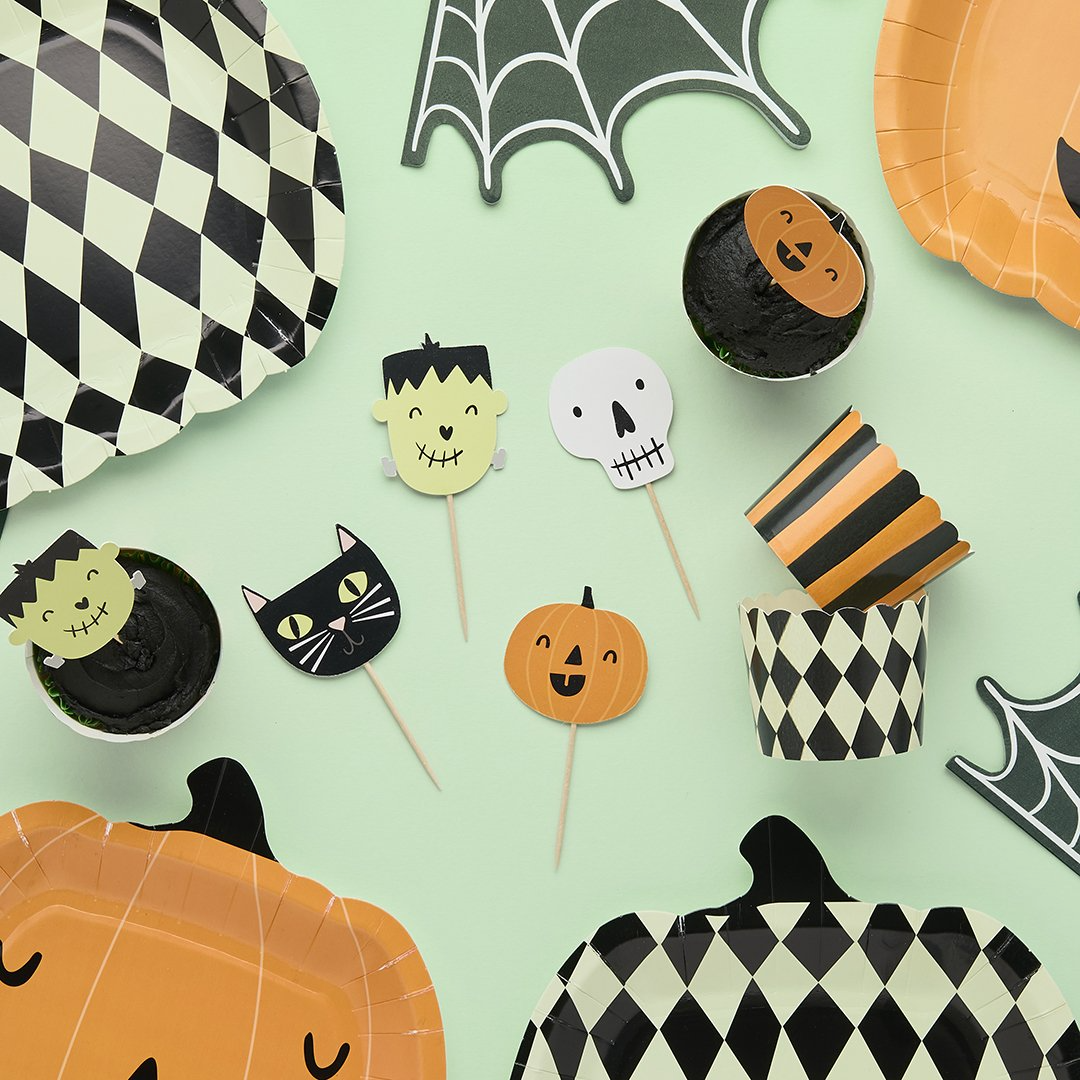 Set cutii si toppere pentru gustari Halloween (12 cutii + 12 toppere)