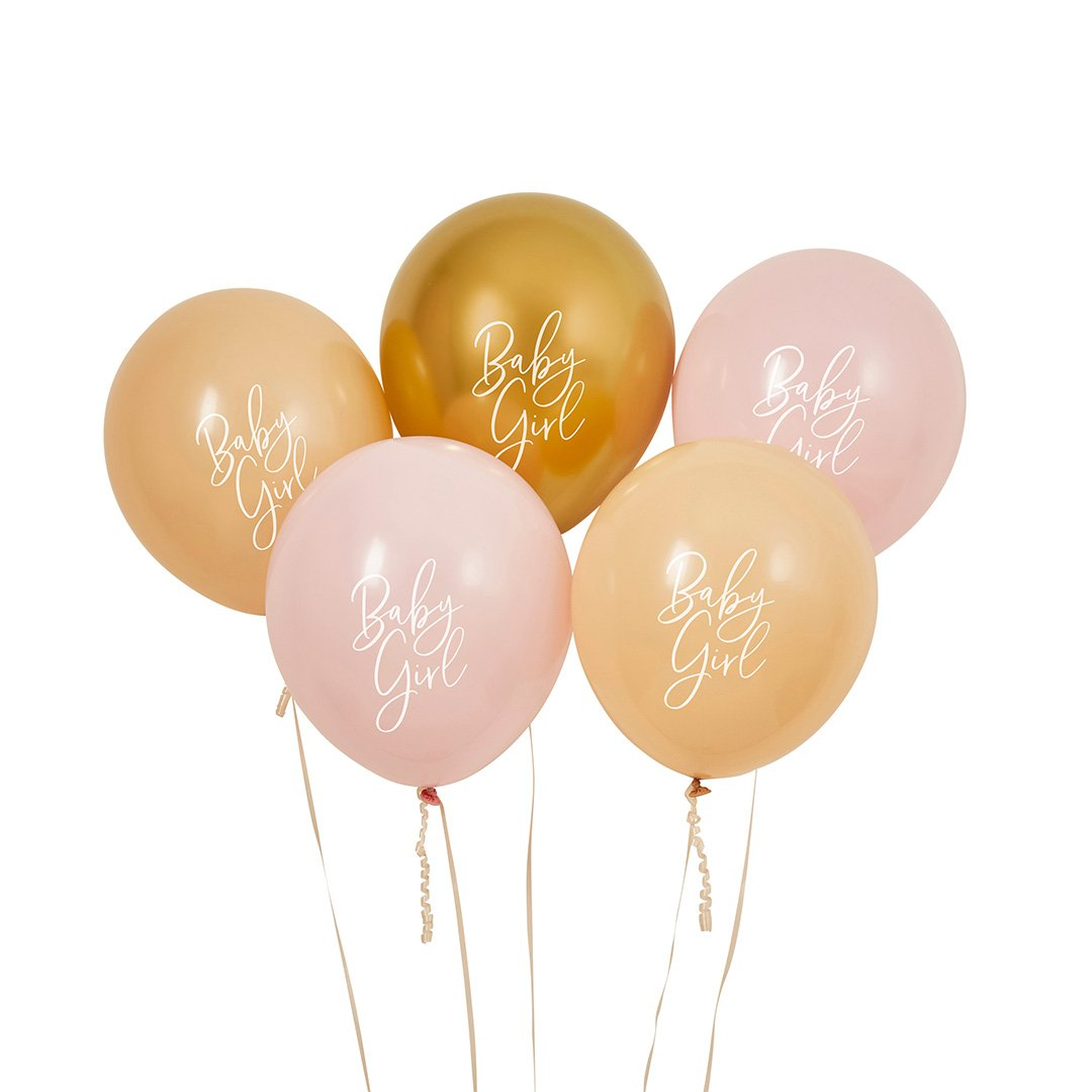 Set 5 baloane „Baby Girl” (30 cm), Multicolor